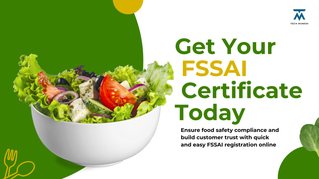 Banner promoting FSSAI Amendment Regulations 2026 with a fresh salad bowl and message to get FSSAI Certificate for food safety compliance in India.